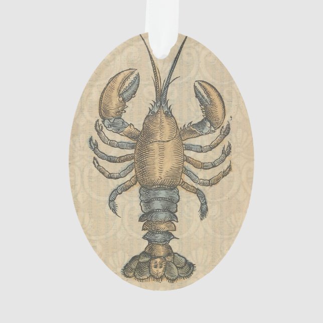 Lobster Illustration Antique Maine Seafood Ornament (Back)