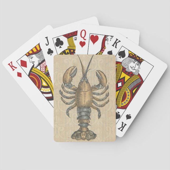 Lobster Illustration Antique Maine Seafood Playing Cards (Back)