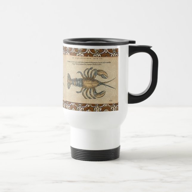 Lobster Illustration Antique Maine Seafood Travel Mug (Right)