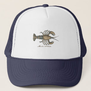 Lobster Illustration Antique Maine Seafood Trucker Hat