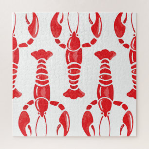 Lobster Illustration: Watercolor Seamless Backgrou Jigsaw Puzzle