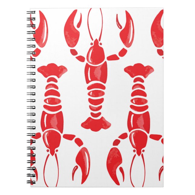 Lobster Illustration: Watercolor Seamless Backgrou Notebook (Front)