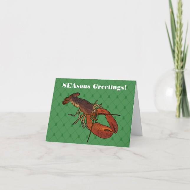 Lobster Illustrations Custom Message Holiday Card (Front)