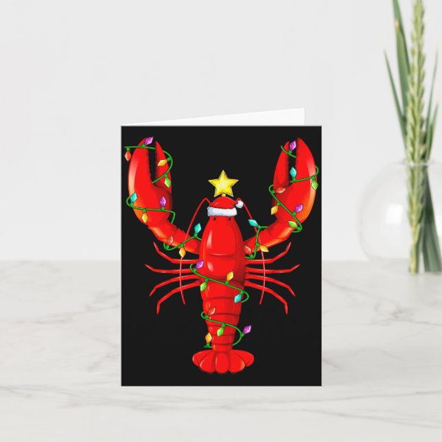 Lobster Lighting Xmas Tree Matching Lobster Christ Card (Front)