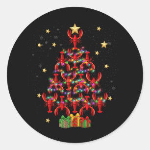 Lobster Lighting Xmas Tree Matching Lobster Christ Classic Round Sticker