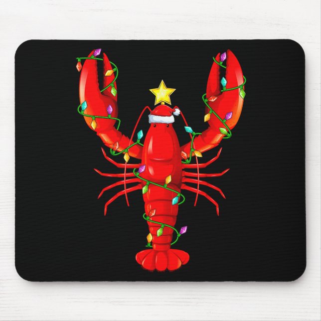 Lobster Lighting Xmas Tree Matching Lobster Christ Mouse Mat (Front)
