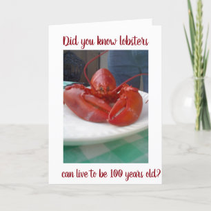 LOBSTER LIVES TO BE "100" = HAPPY **60th** HUMOR Card