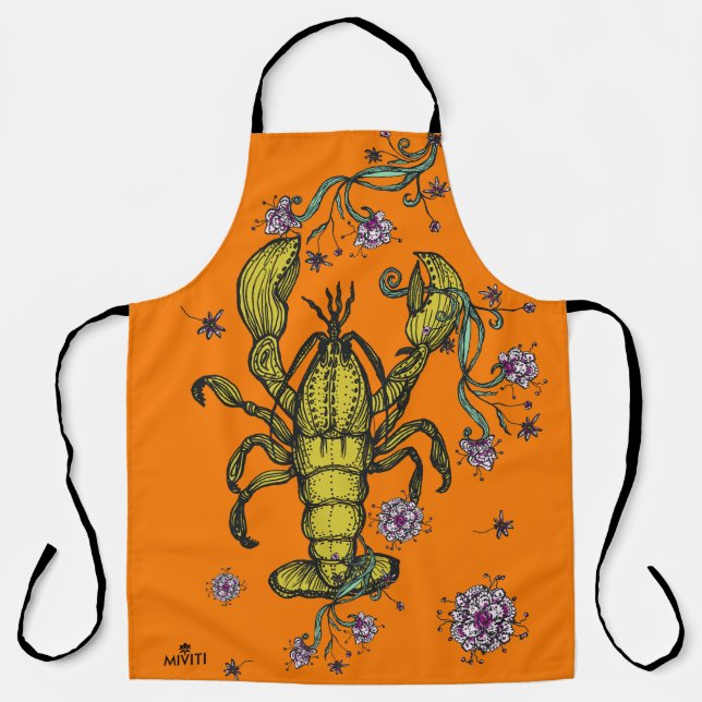 Lobster Love Apron in Orange (Front)