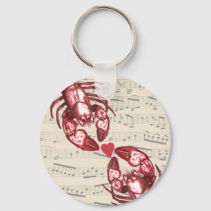 Lobster Love Musical notes with heart Key Ring