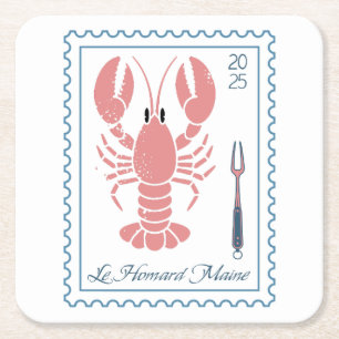 Lobster Maine New England Nautical Ocean Seafood Square Paper Coaster