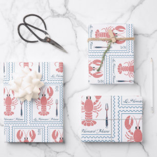 Lobster Maine New England Nautical Ocean Seafood  Wrapping Paper Sheet