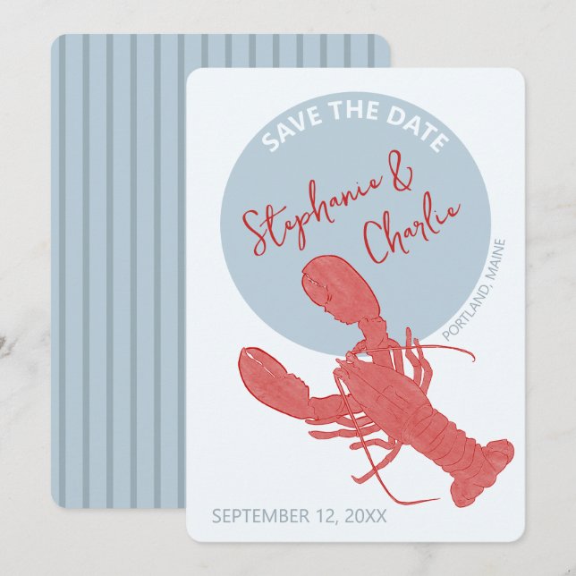 Lobster Maine Wedding Save The Date  Invitation (Front/Back)