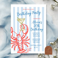 Lobster Martini Birthday Party Invitation
