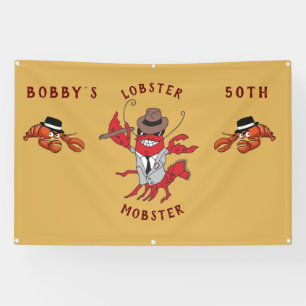 Lobster Mobster 🦞 Funny Cartoon Gangster Banner