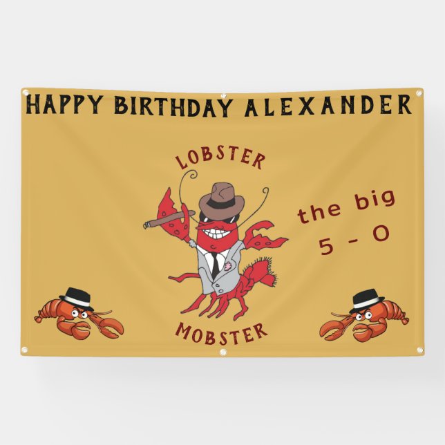 Lobster Mobster 🦞 Funny Cartoon Gangster Banner (Horizontal)
