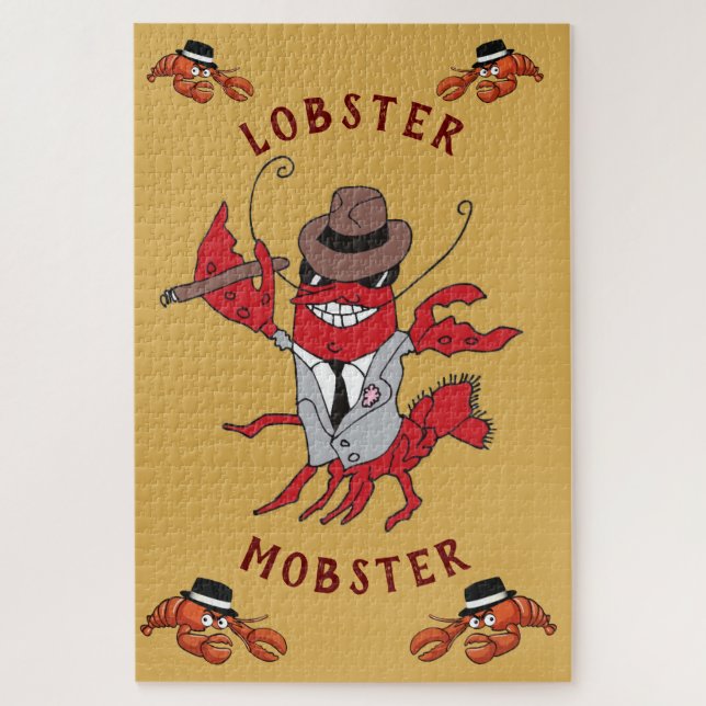 Lobster Mobster 🦞 Funny Cartoon Gangster Jigsaw Puzzle (Vertical)