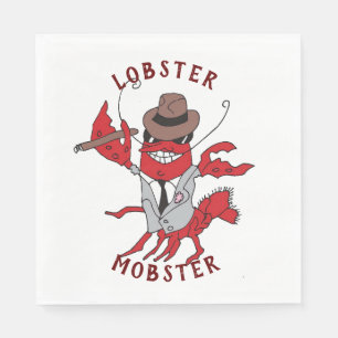 Lobster Mobster 🦞 Funny Cartoon Gangster Napkin