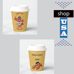 Lobster Mobster 🦞 Funny Cartoon Gangster Paper Cups