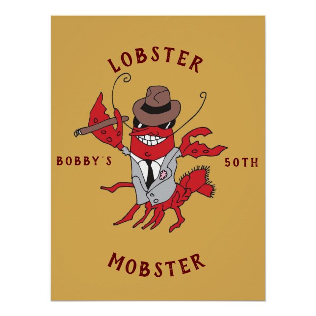 Lobster Mobster 🦞 Funny Cartoon Gangster Poster (Front)