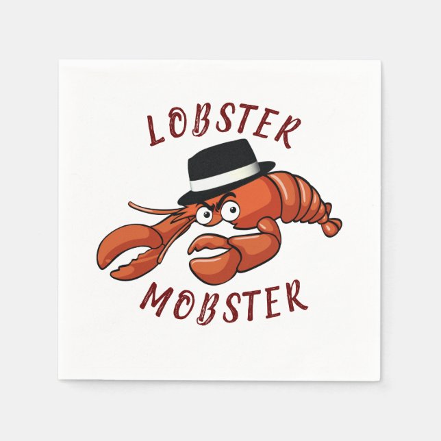 Lobster Mobster 🦞 Wide-Eyed Cute Cartoon Gangster Napkin (Front)