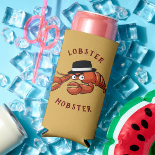 Lobster Mobster 🦞 Wide-Eyed Cute Cartoon Gangster Seltzer Can Cooler