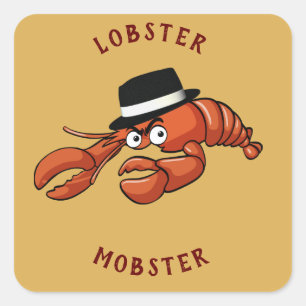 Lobster Mobster 🦞 Wide-Eyed Cute Cartoon Gangster Square Sticker