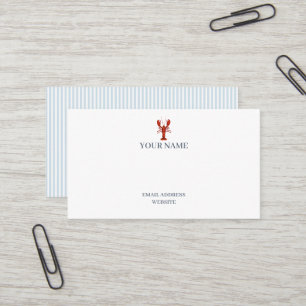 Lobster Nautical Blue Stripe Business Card