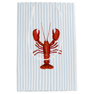Lobster Nautical Blue Stripe Preppy Medium Gift Bag