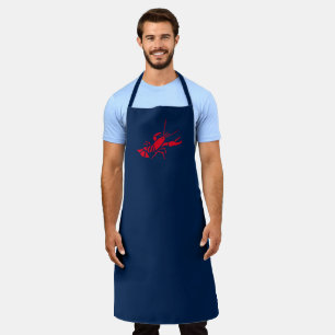 Lobster navy blue and red grill bbq chef apron