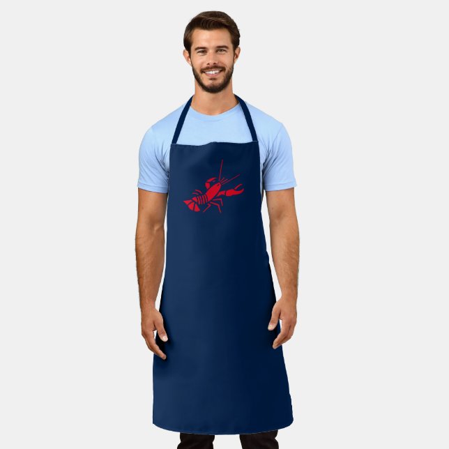 Lobster navy blue and red grill bbq chef apron (Worn)