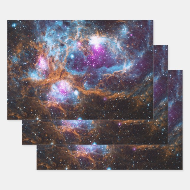 Lobster Nebula - Cosmic Winter Wonderland Wrapping Paper Sheet (Set)