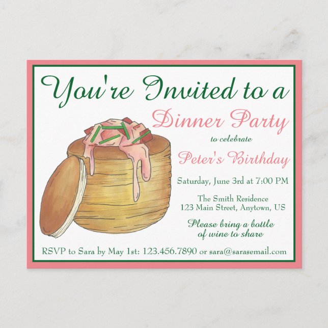 Lobster Newburg New York City Seafood Dish Dinner Invitation Postcard (Front)