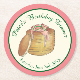 Lobster Newburg Newberg Seafood Dish Dinner Party Round Paper Coaster