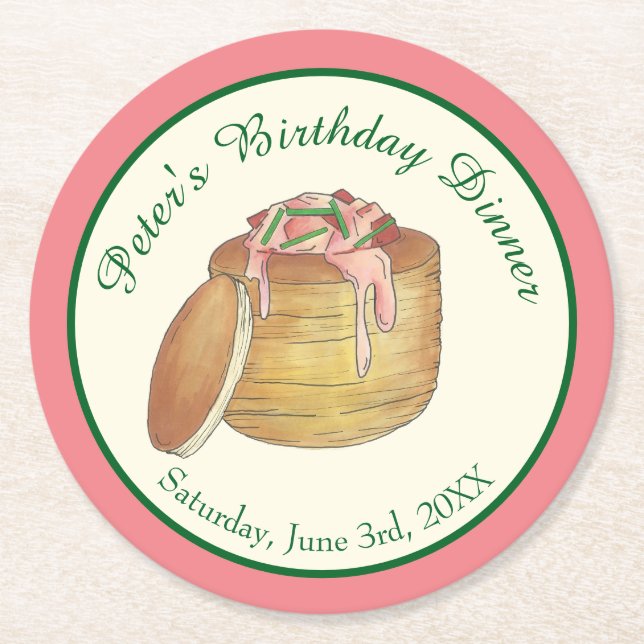 Lobster Newburg Newberg Seafood Dish Dinner Party Round Paper Coaster (Front)