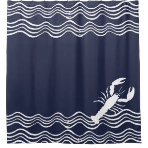Lobster Ocean Blue and white Bath Towel Set Shower Curtain