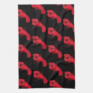 Lobster on Black Background by Marsden Hartley Tea Towel