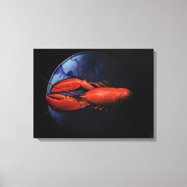 Lobster on Tiffany Plate Canvas Print (Front)