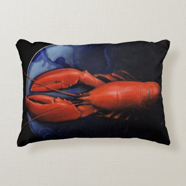 Lobster on Tiffany Plate Decorative Cushion (Front)