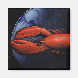Lobster on Tiffany Plate Magnet