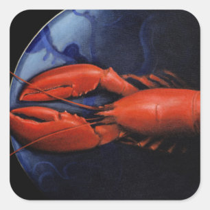 Lobster on Tiffany Plate Square Sticker