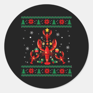 Lobster Ornat Tree Ugly Classic Round Sticker