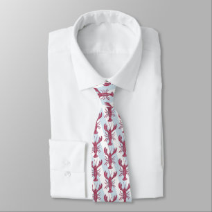Lobster Painting Coastal Beach Pattern Neck Tie