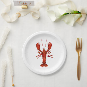 Lobster Painting Nautical Coastal Paper Plate