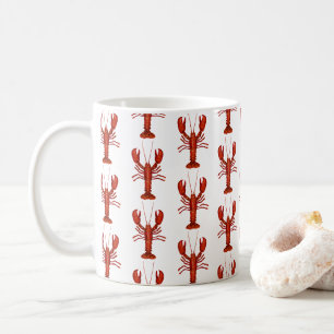 Lobster Painting Nautical Coastal Pattern Coffee Mug