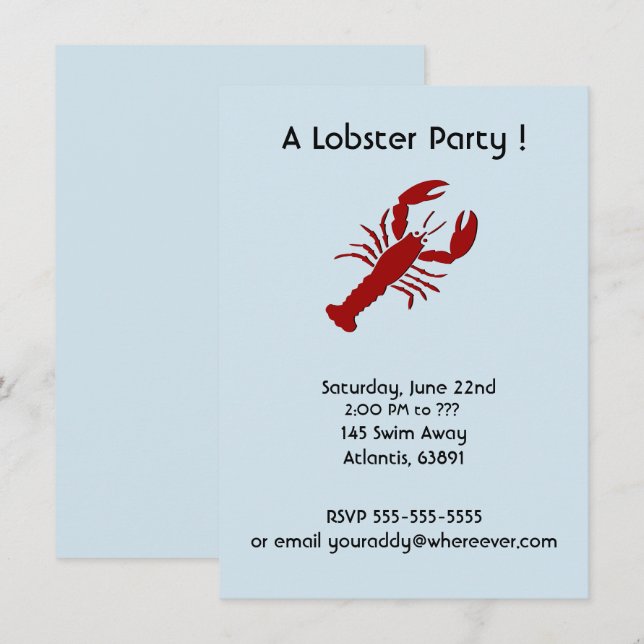 Lobster Party Invitations (Front/Back)