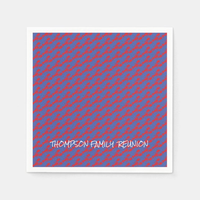 Lobster Pattern Family Reunion Name Coastal Fun Napkin (Front)