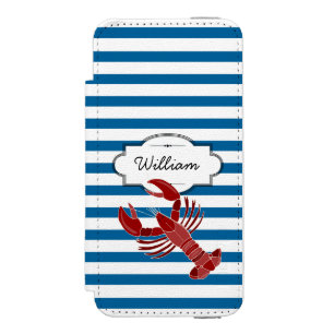 Lobster Personalised Blue and White Stripe Incipio Watson™ iPhone 5 Wallet Case