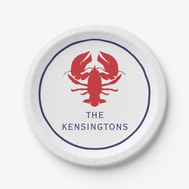 Lobster Personalised Party Plates (Front)