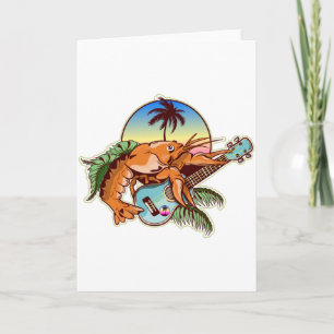 Lobster playing a ukulele guitar card