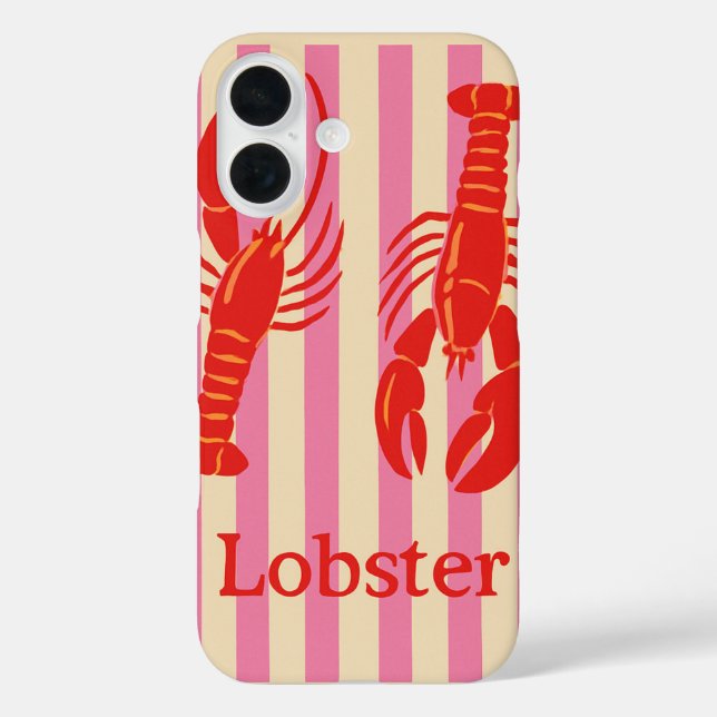 Lobster Pop Bold Crustaceans on Candy Stripes Case-Mate iPhone Case (Back)